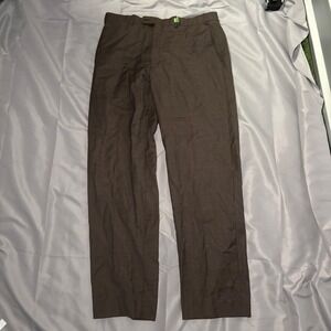 Hart Schaffner Marx Mens Brown Plaid 100% Wool Dress Pants 38L RN140087